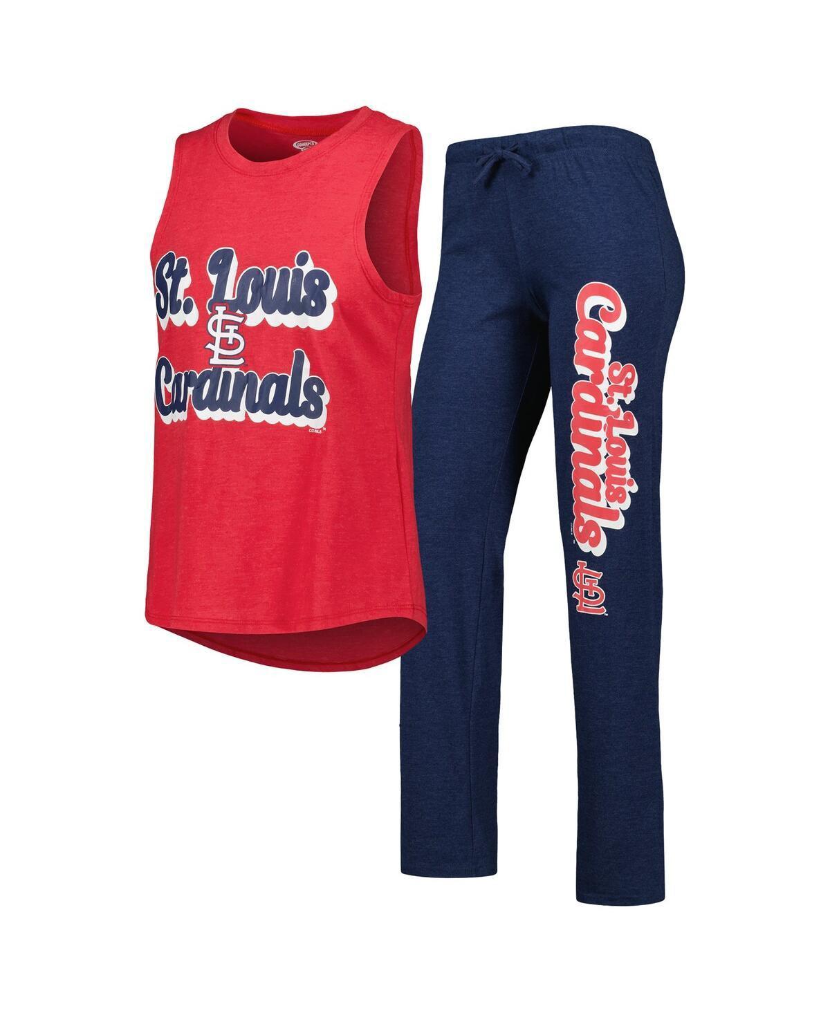 Womens Concepts Sport /Red St. Louis Cardinals Wordmark Meter Muscle Tank Top & Pants Sleep Set Blue Product Image