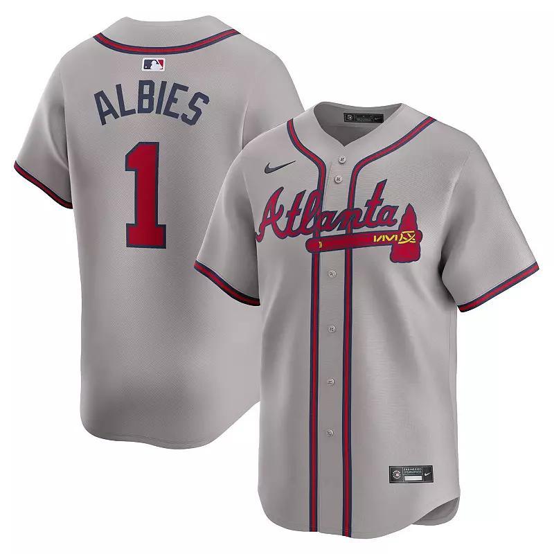 Mens Nike Ozzie Albies Gray Atlanta Braves Away Limited Player Jersey Product Image