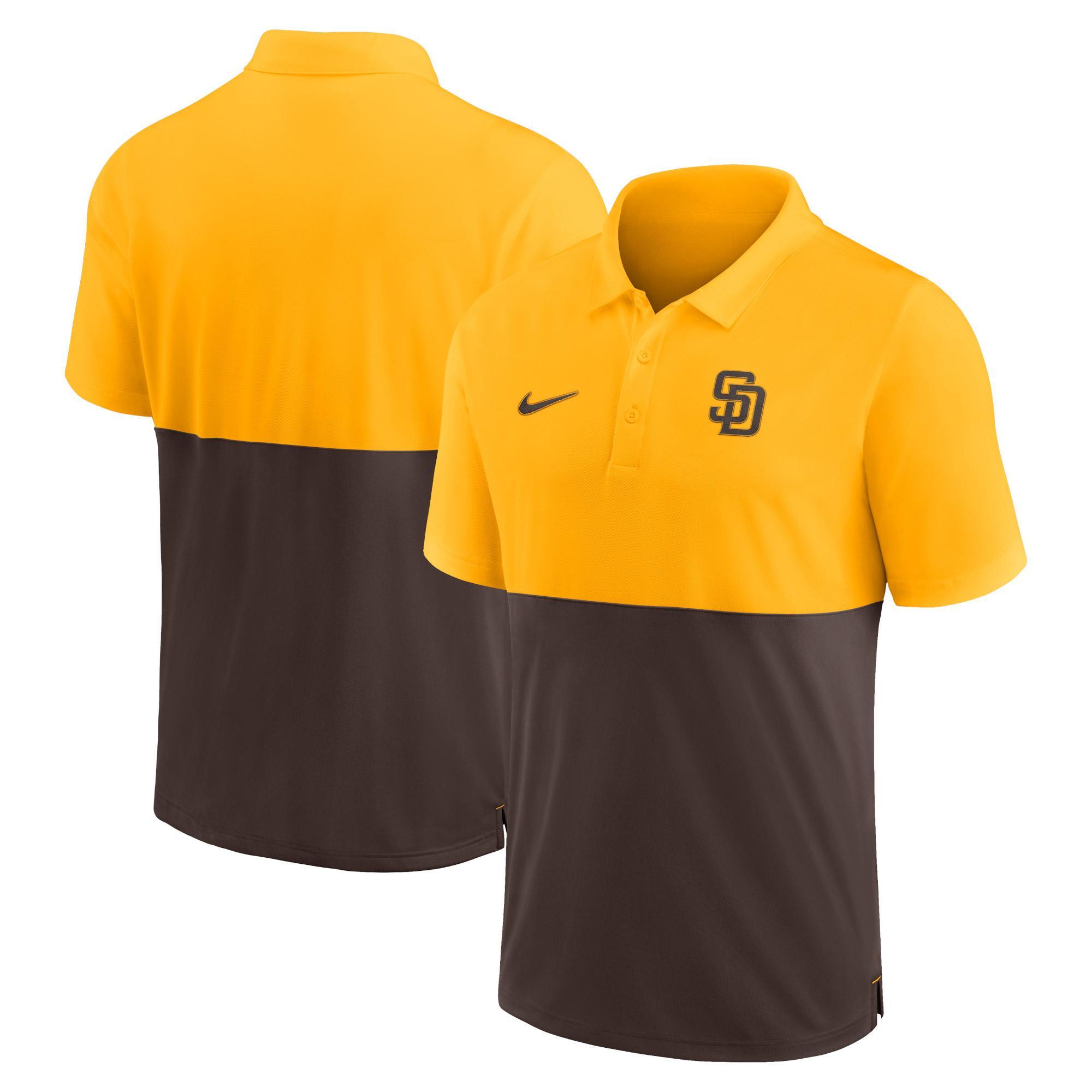 Mens Nike /Brown San Diego Padres Team Baseline Striped Performance Polo Product Image