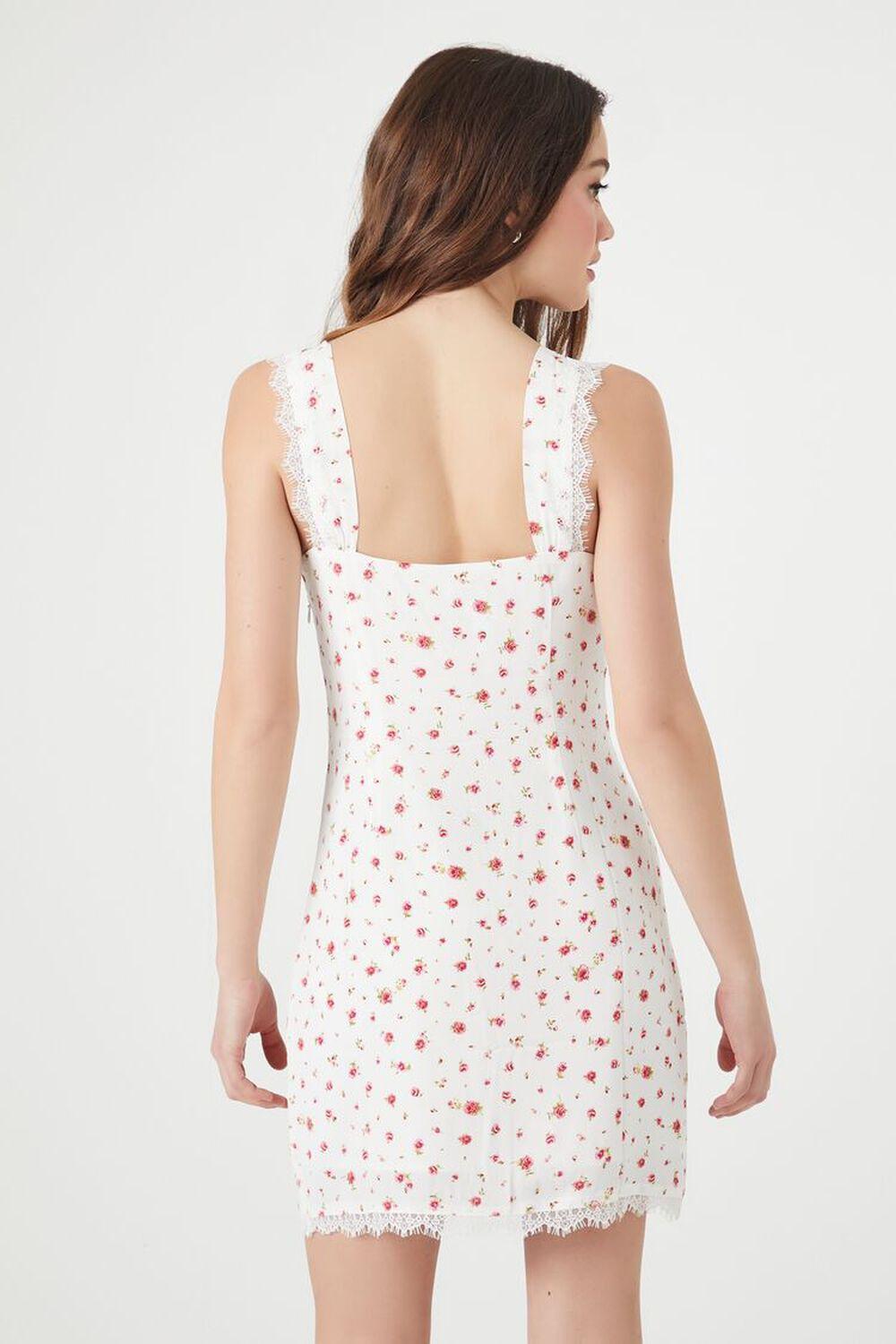 Floral Print Lace-Trim Mini Dress | Forever 21 Product Image