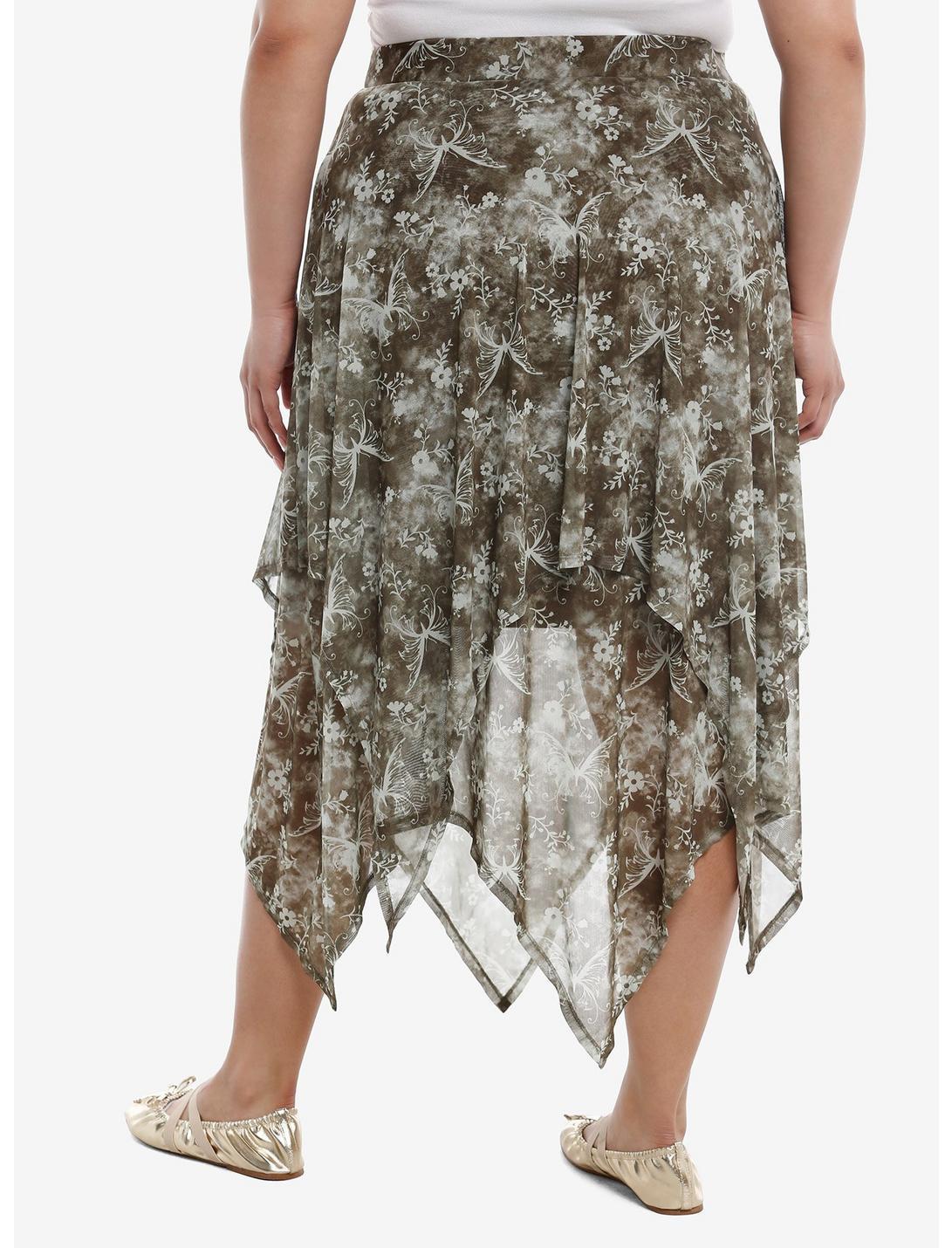 Thorn & Fable Butterfly Sage Tie-Dye Hanky Hem Skirt Plus Size Product Image