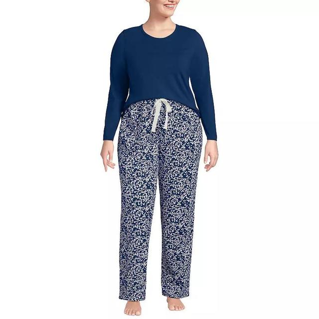 Plus Size Lands End Knit Pajama Top & Pajama Pants Sleep Set, Womens Product Image