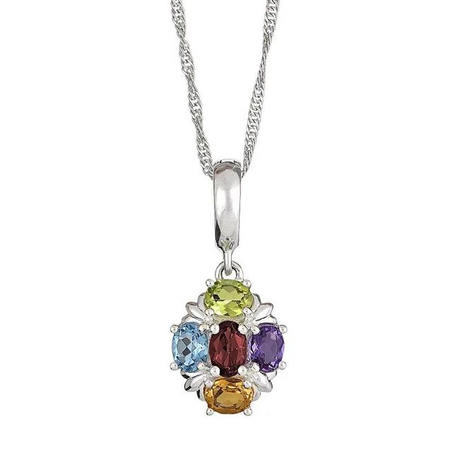 Multi-Gemstone (1-5/8 ct. t.w.) Pendant Necklace in Sterling Silver Product Image