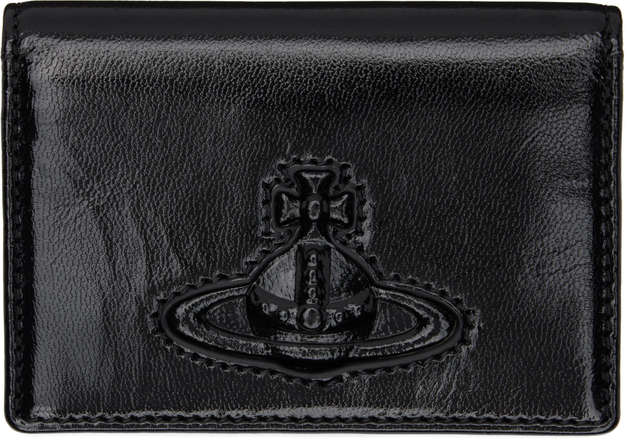 VIVIENNE WESTWOOD Black Shiny Card Holder In Aw24-n404 Product Image