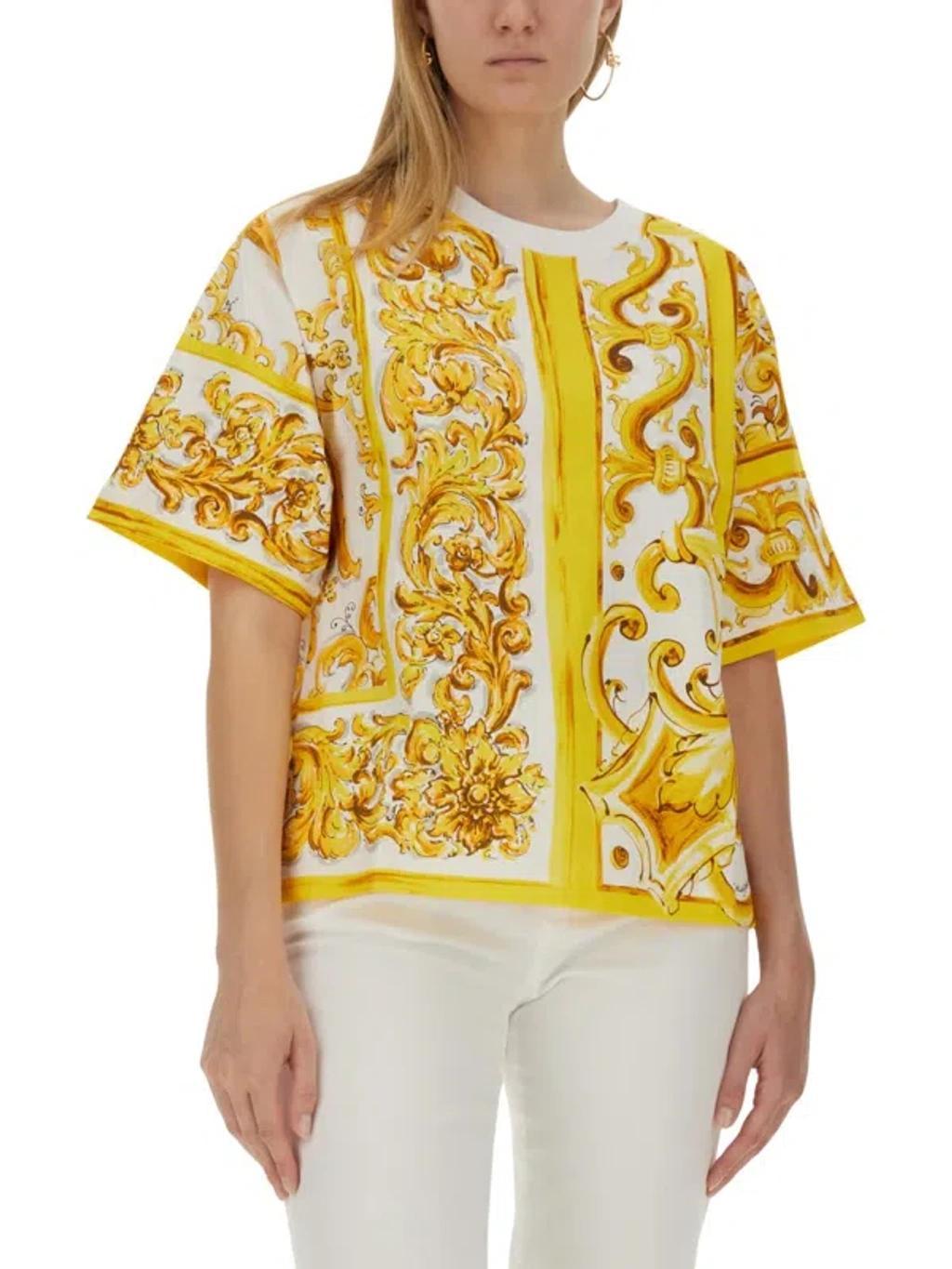 DOLCE & GABBANA Cotton Jersey T-shirt In Yellow Product Image