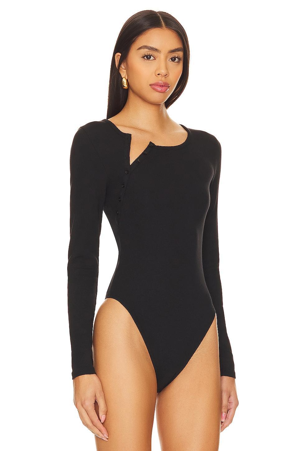 Nan Asymmetrical Henley Bodysuit Skin Product Image