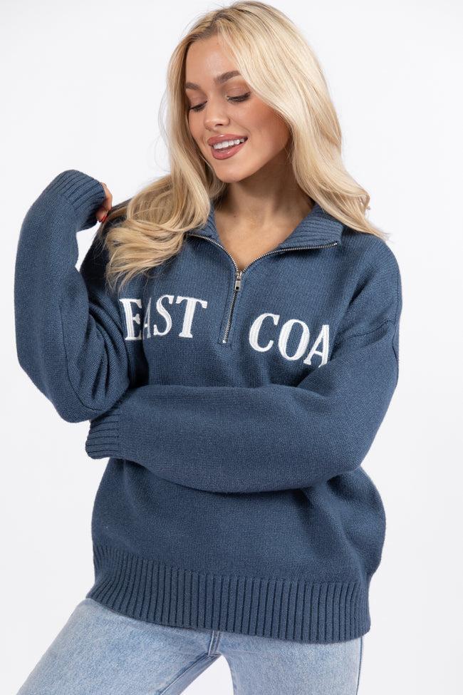 Roll With It Navy East Coast Quarter Zip Sweater FINAL SALE Product Image