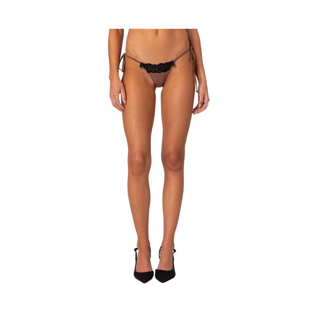 Edikted Womens Cassey Lacey String Bikini Bottom Product Image