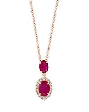 Bloomingdales Ruby & Diamond Pendant Necklace in 14K Rose Gold, 16-18 - 100% Exclusive Product Image