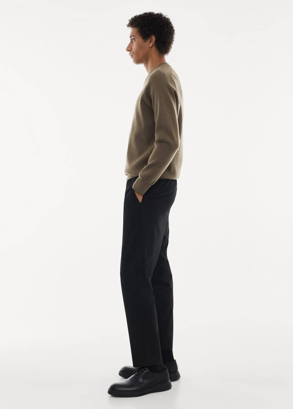 MANGO MAN - Stretch sweater with ribbed detail khakiMen Product Image