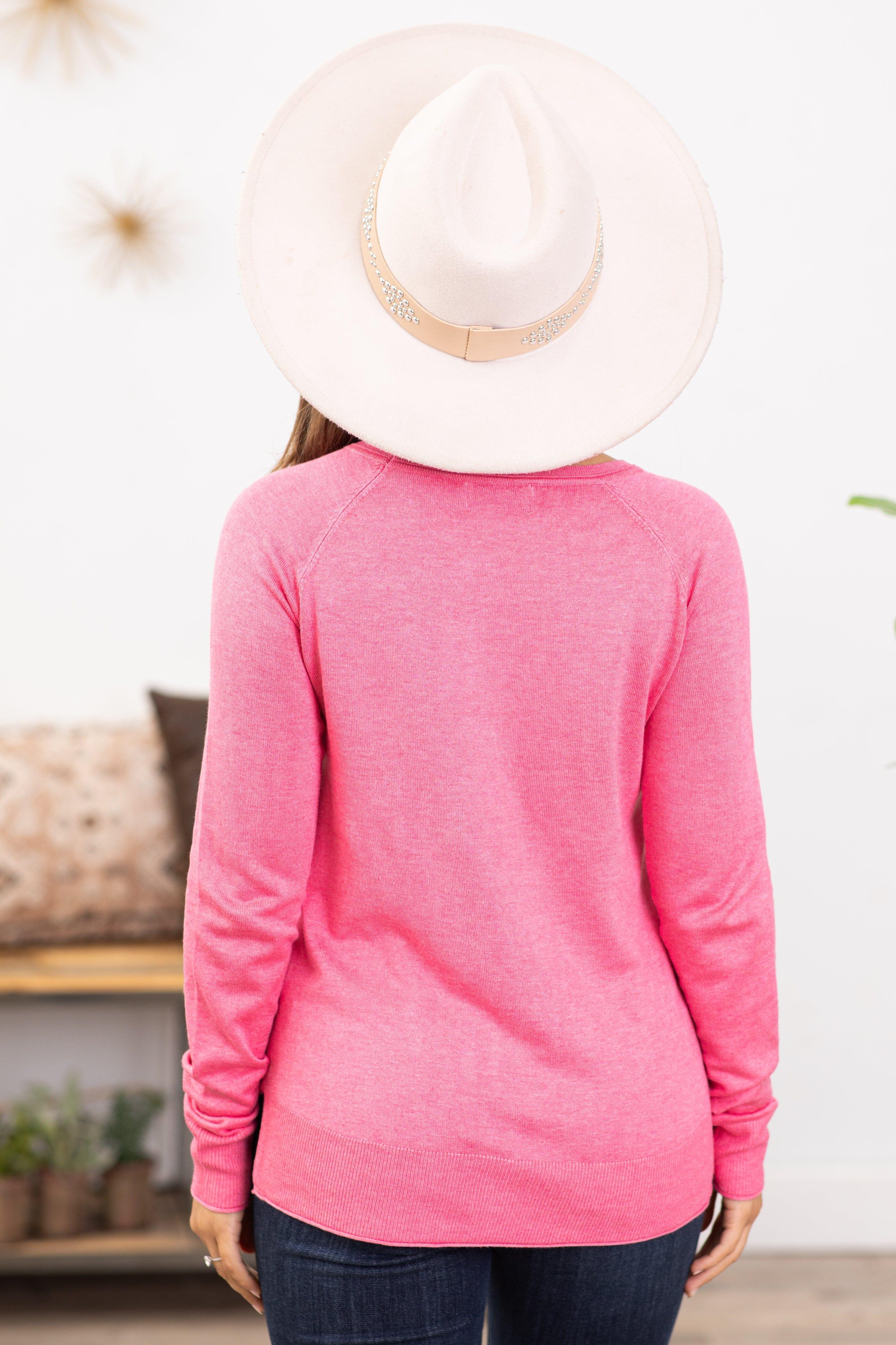 Pink Lightweight Sweater With Side Slit Product Image