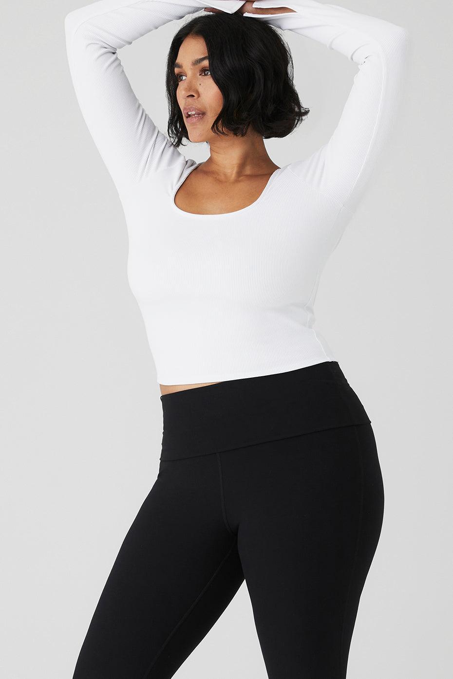 Alosoft Ribbed Show Stopper Long Sleeve Top - White Female Product Image