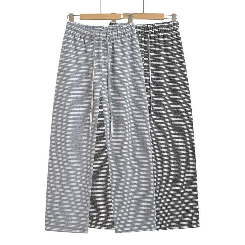 Drawstring Waist Striped Straight Leg Pants Product Image