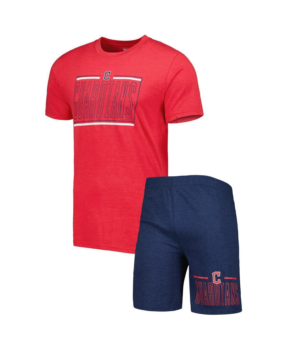 Mens Concepts Sport Navy/Red Cleveland Guardians Meter T-Shirt and Shorts Sleep Set Grd Blue Product Image