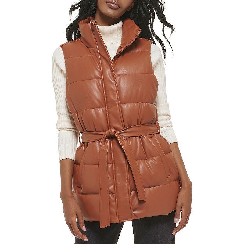 levis 361 Belted Water Resistant Faux Leather Puffer Vest Product Image