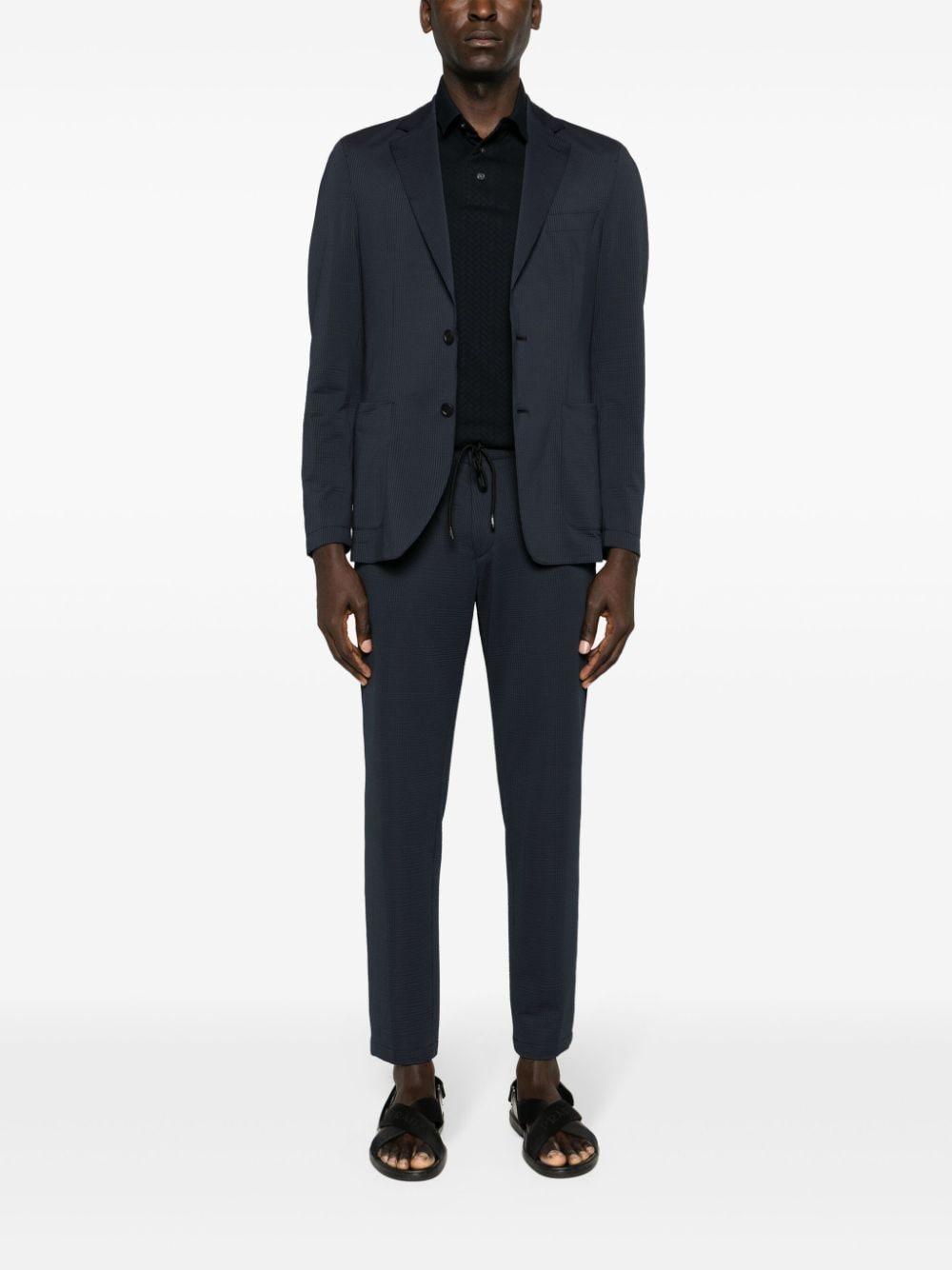 HUGO BOSS Single-breasted Seersucker Blazer In Blue Product Image