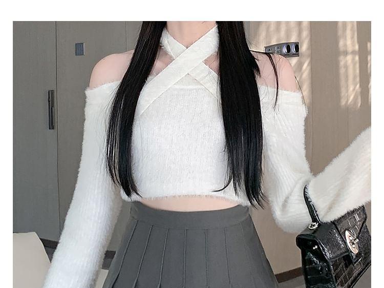 High Waist Plain Pleated Mini A-Line Skirt Product Image