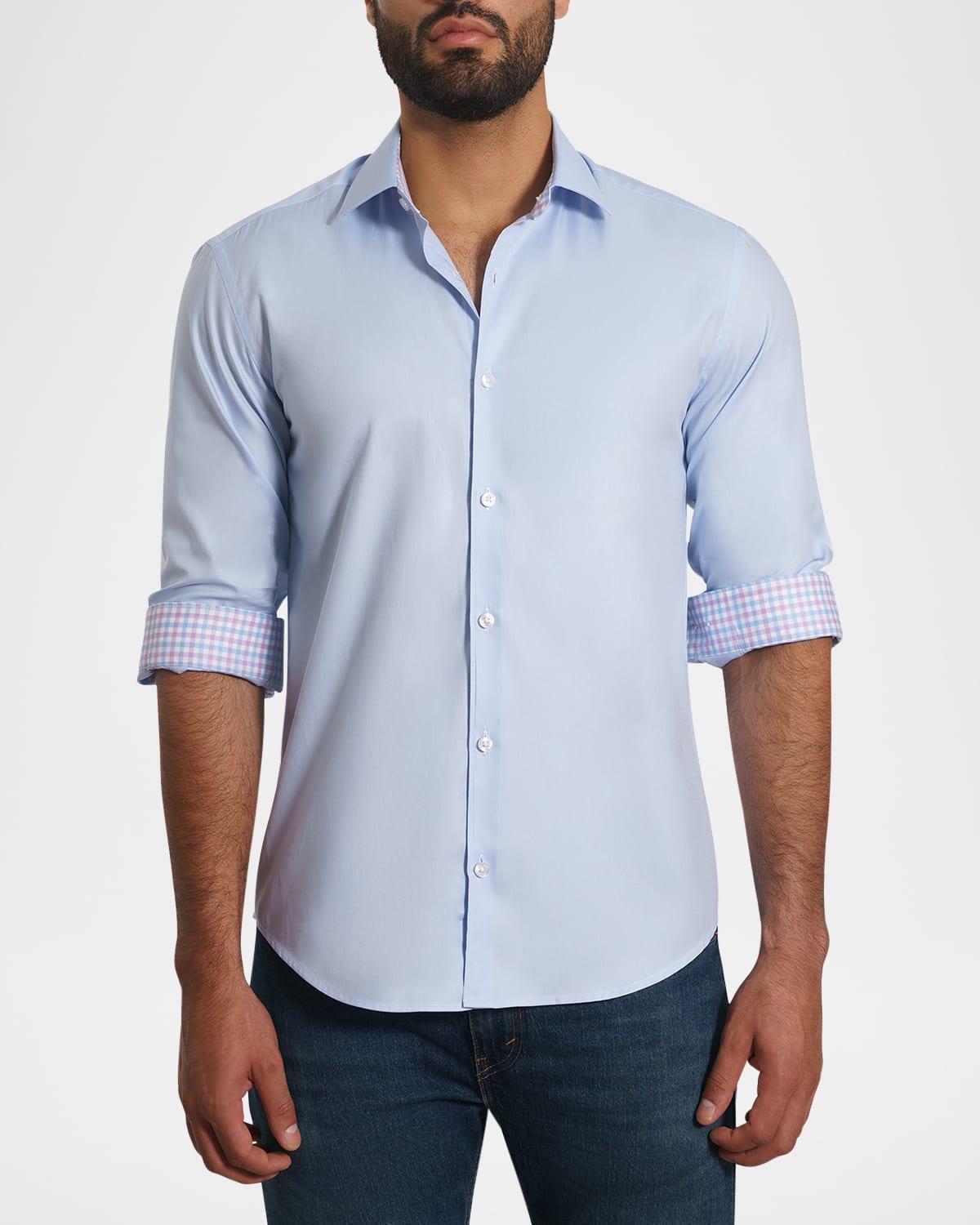 Men's Contrast-Reverse Solid Sport Shirt Product Image