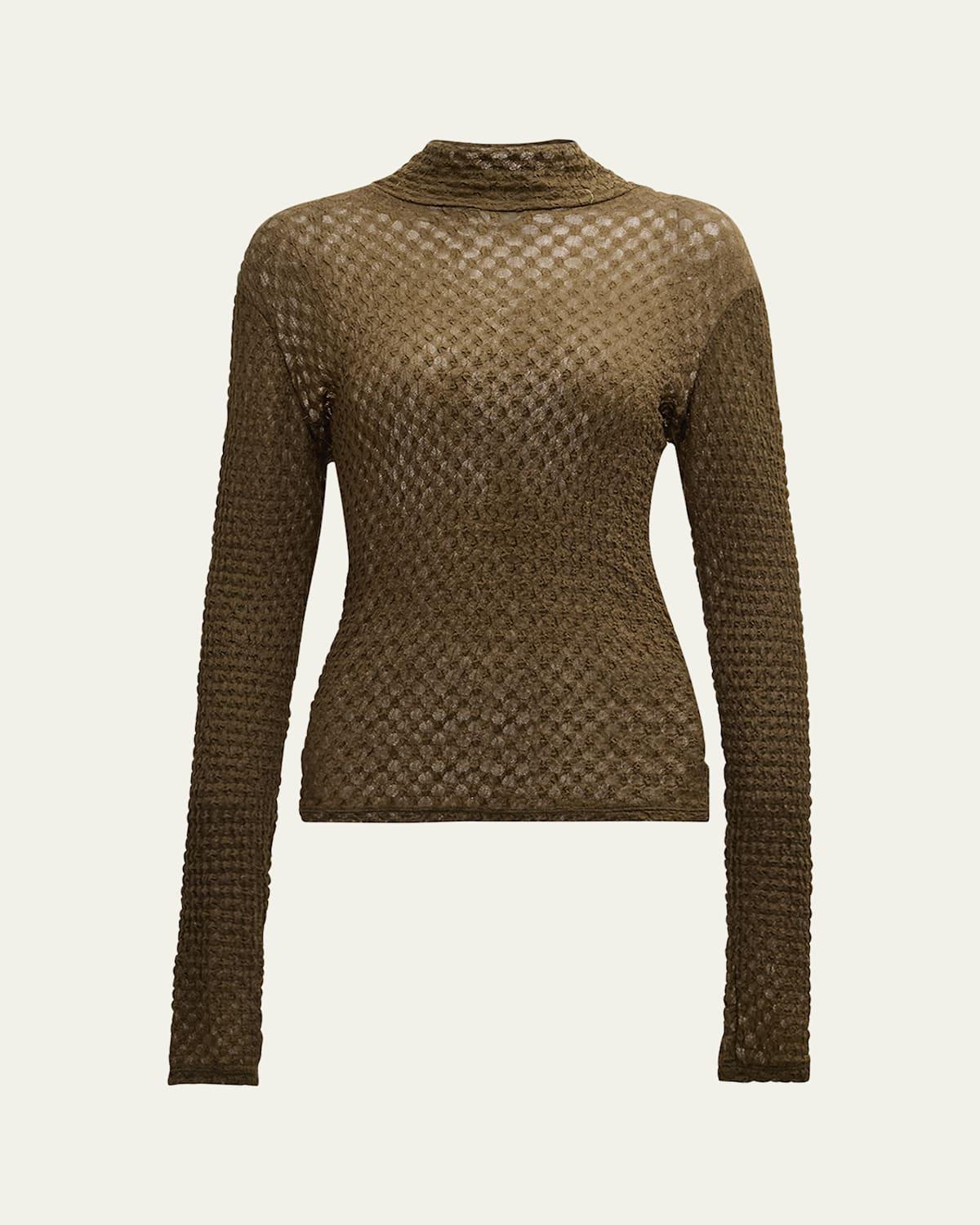 Stretch Mesh Lace Turtleneck Product Image