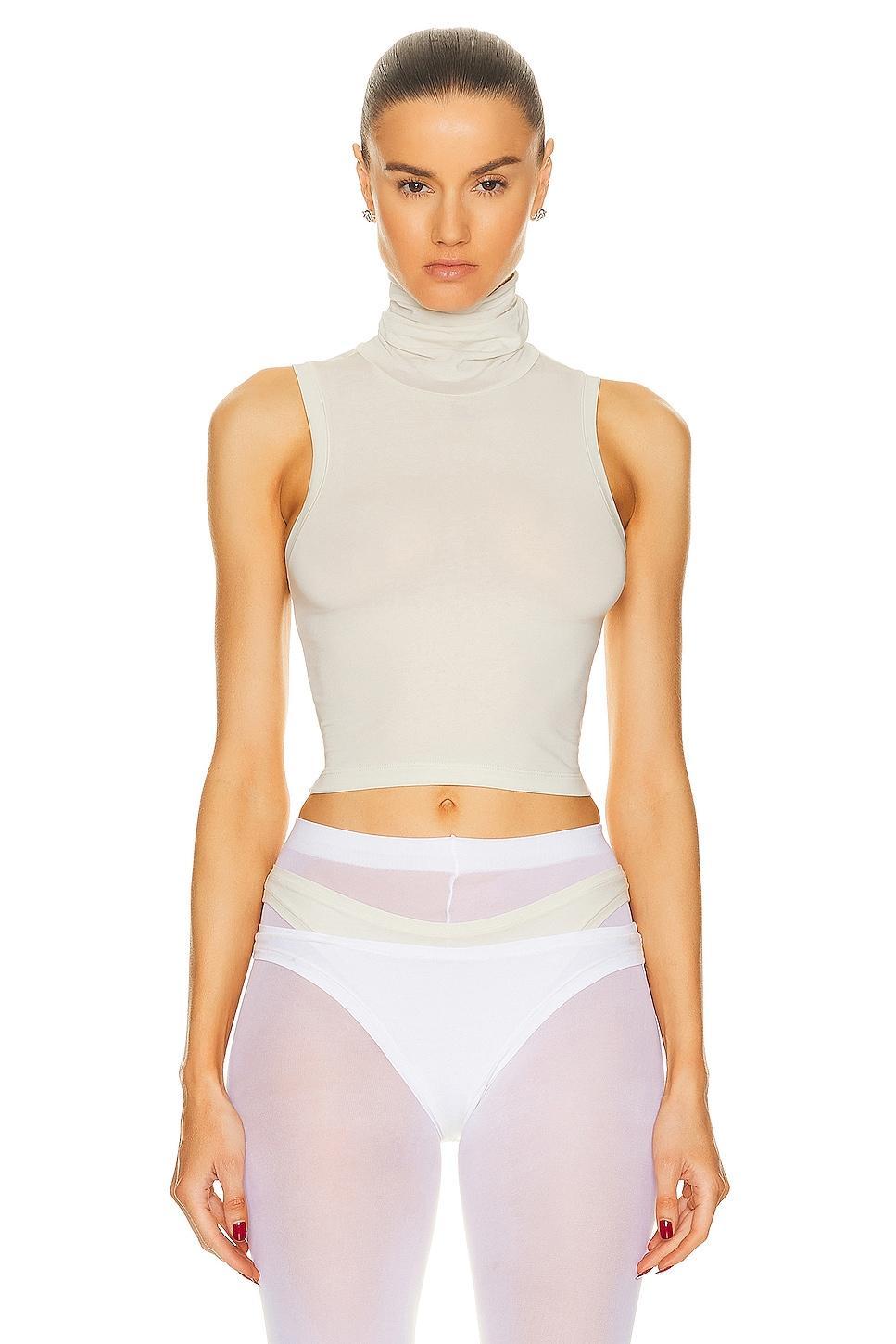 Helsa Jersey Cropped Turtleneck Tank Neutral. (also in L). Product Image