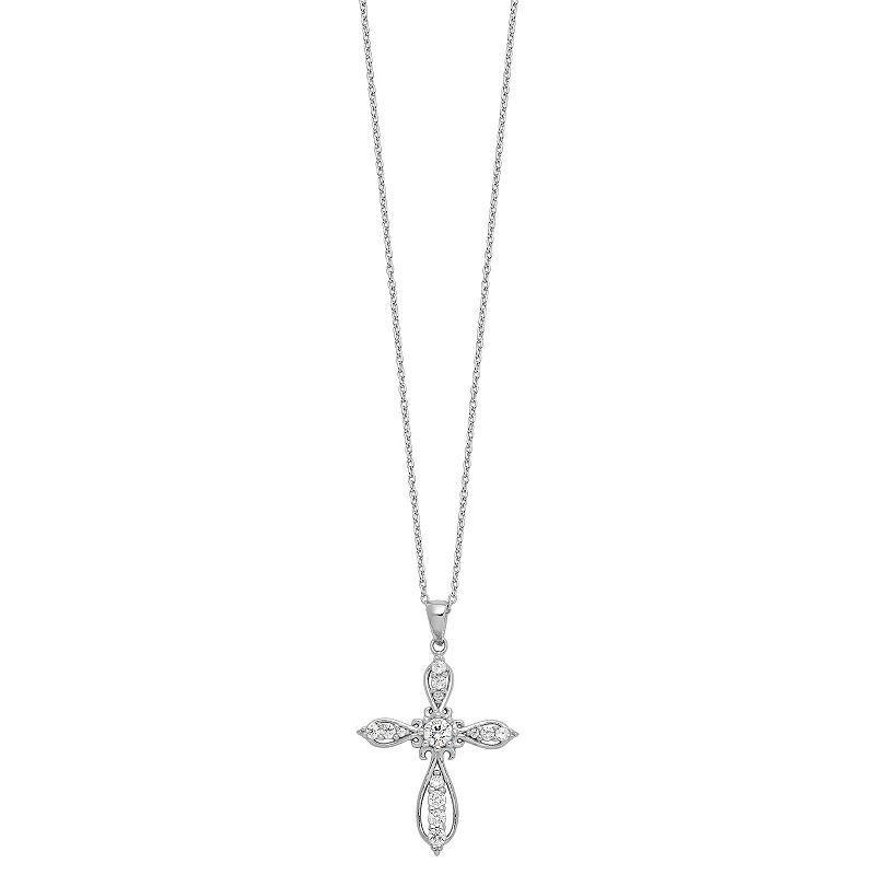 Sophie Miller Sterling Silver Cubic Zirconia Cross Necklace, Womens Product Image