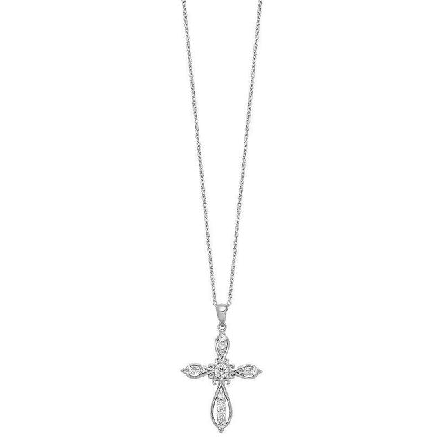 Sophie Miller Sterling Silver Cubic Zirconia Cross Necklace, Womens Product Image