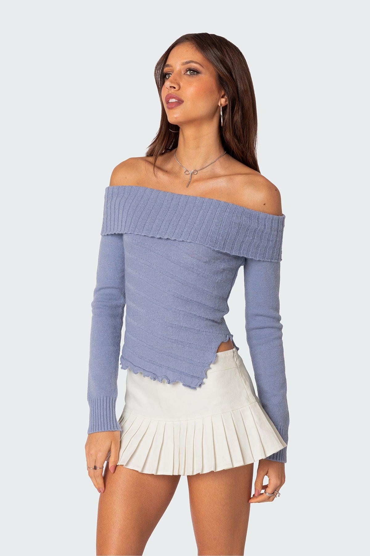 Sonya Fold Over Knit Top Product Image