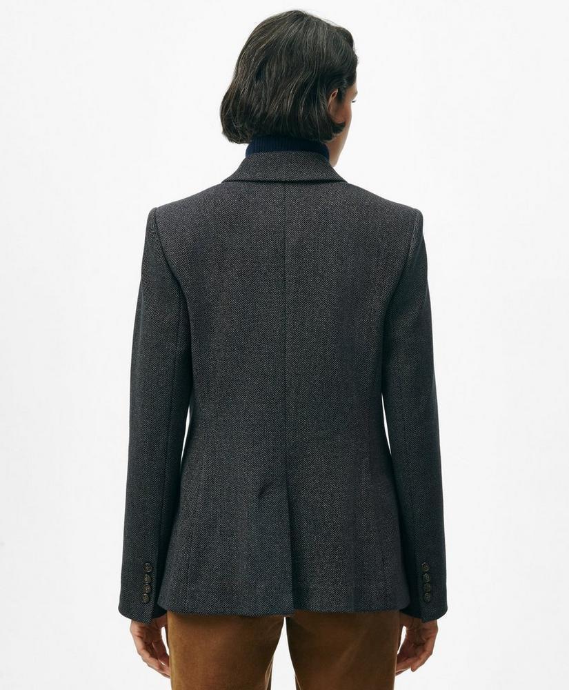 Peak Lapel Jacket in Herringbone Cotton Blend Product Image