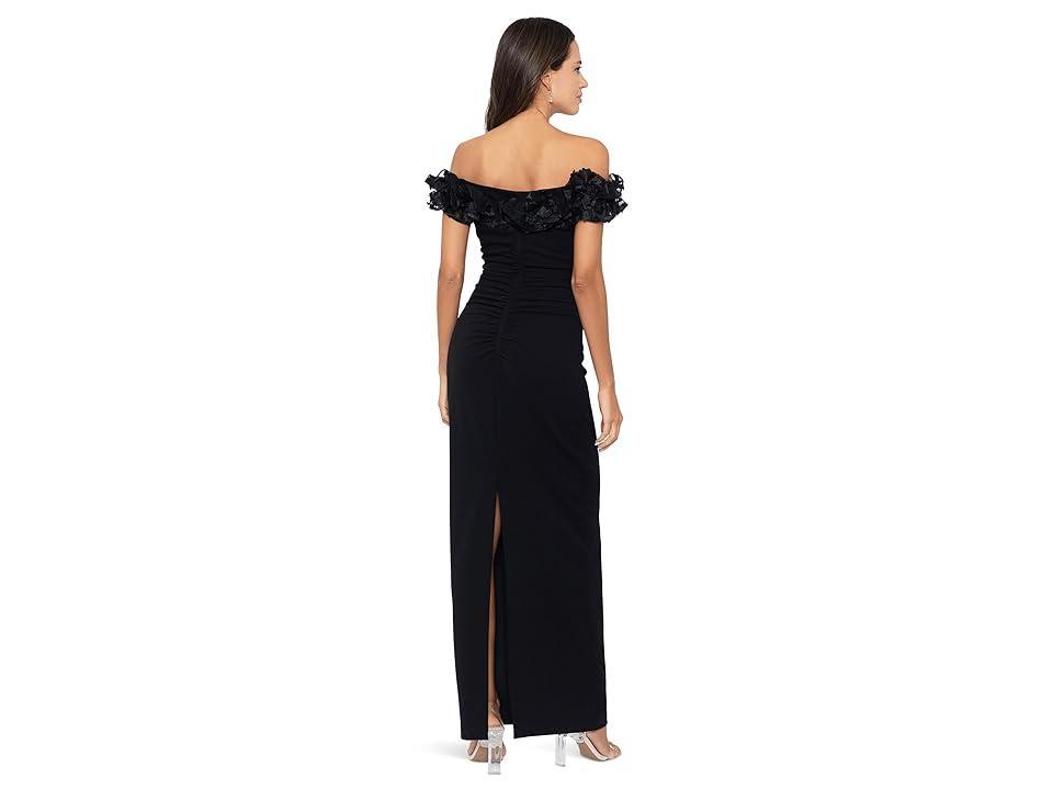 Xscape Womens Floral Ruffled Off-The-Shoulder Gown Product Image