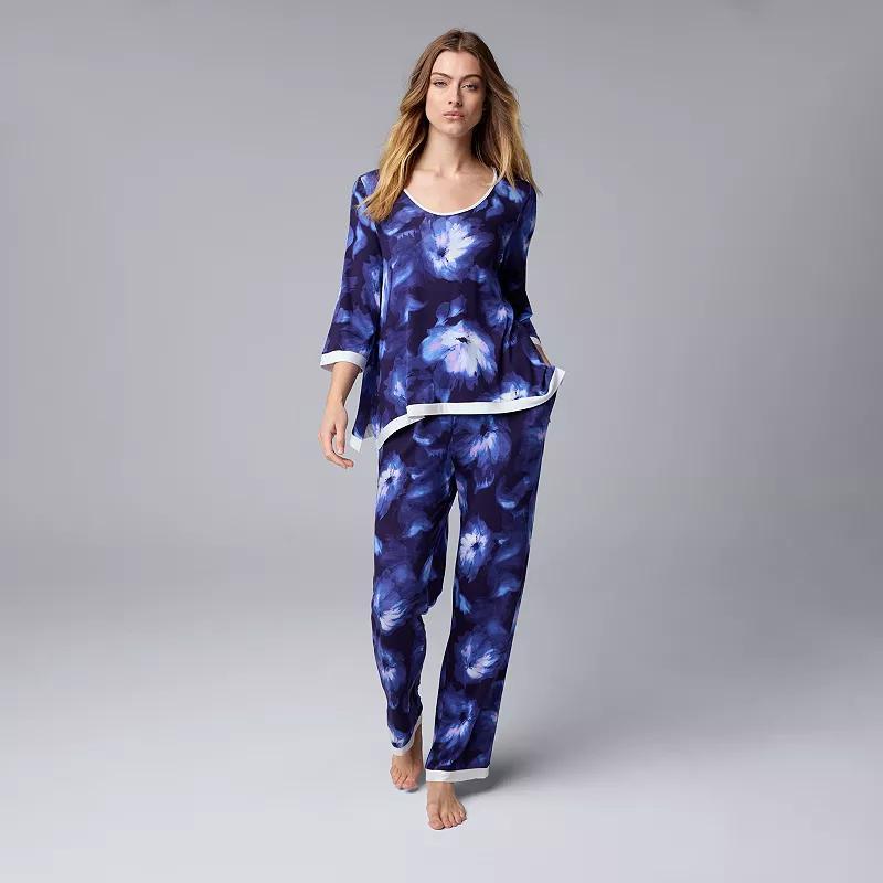 Womens Simply Vera Vera Wang 3/4 Sleeve Pajama Top & Pajama Pants Set Product Image