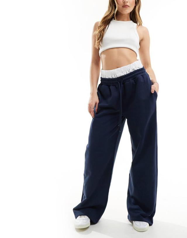 ASOS DESIGN oversized sweatpants with boxer waistband in navy Product Image