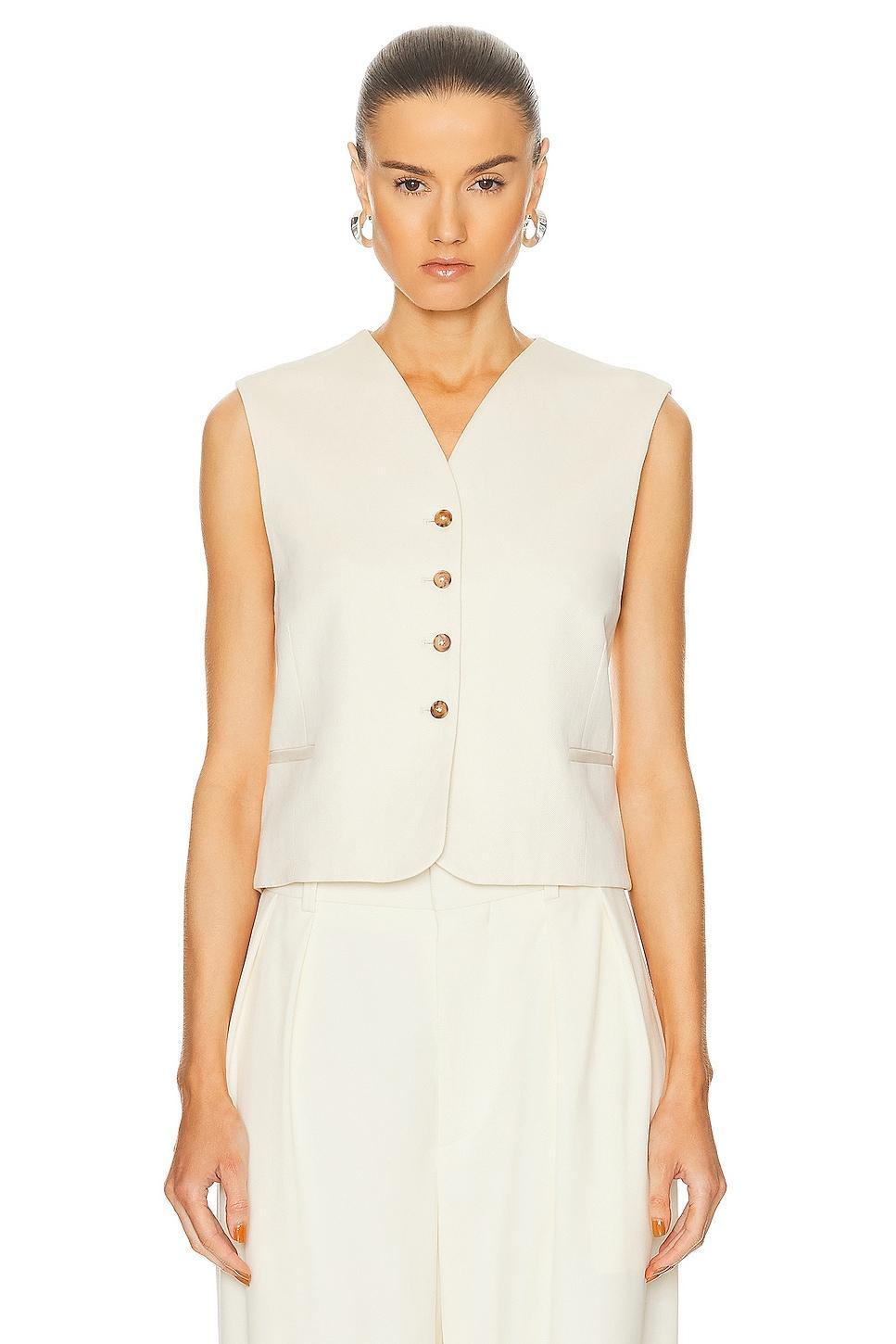 Loulou Studio Iba Vest Ivory. (also in ). Product Image