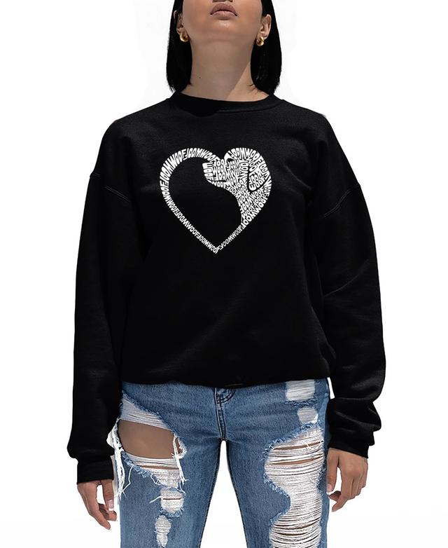 La Pop Art Womens Dog Heart Word Art Crewneck Sweatshirt Product Image