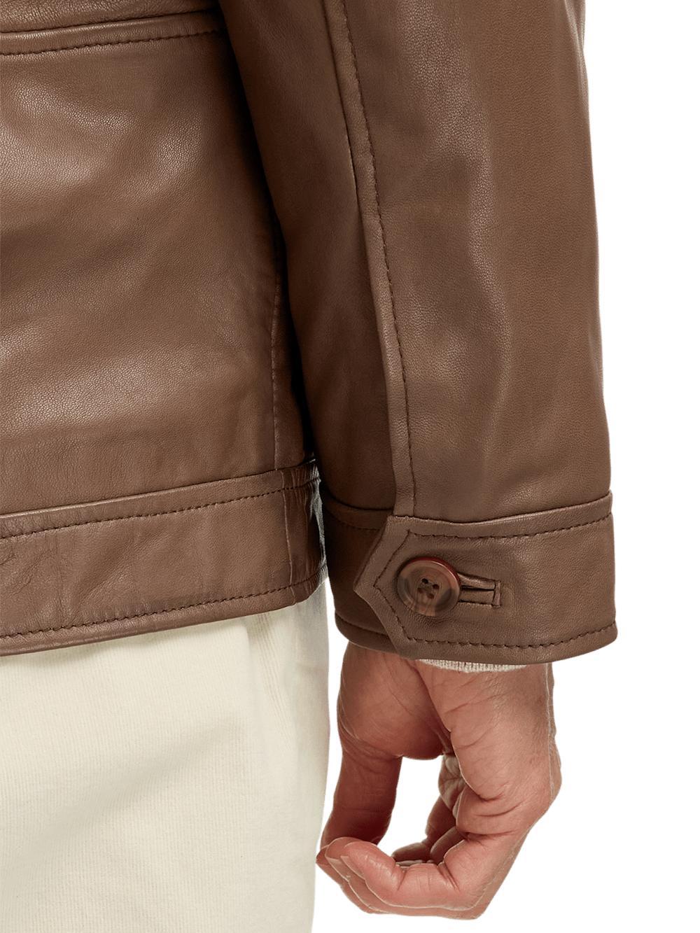 Leather Bomber Jacket - Brown Product Image