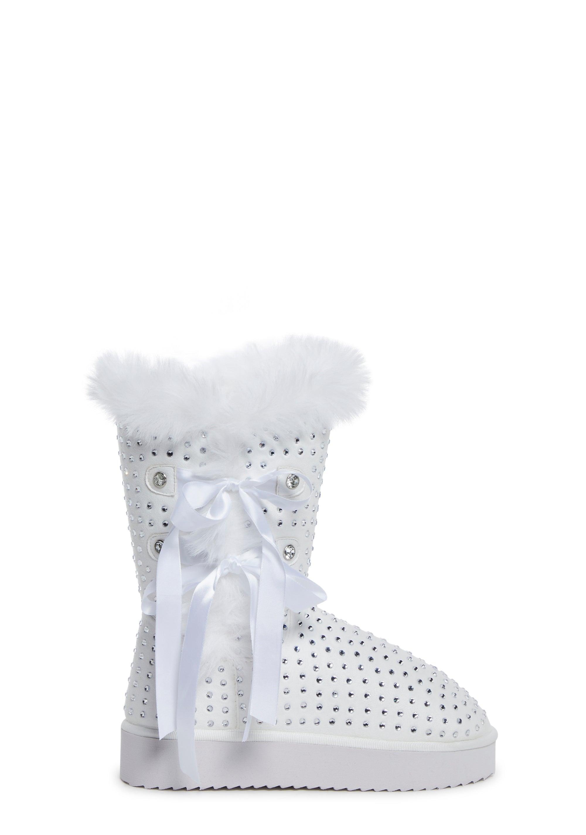 Sugar Thrillz Faux Suede Rhinestone Booties - White product image