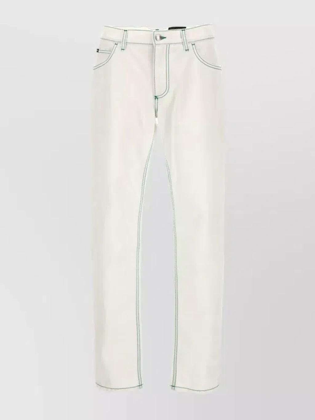 Straight-leg Jeans Contrast Stitching In White Product Image