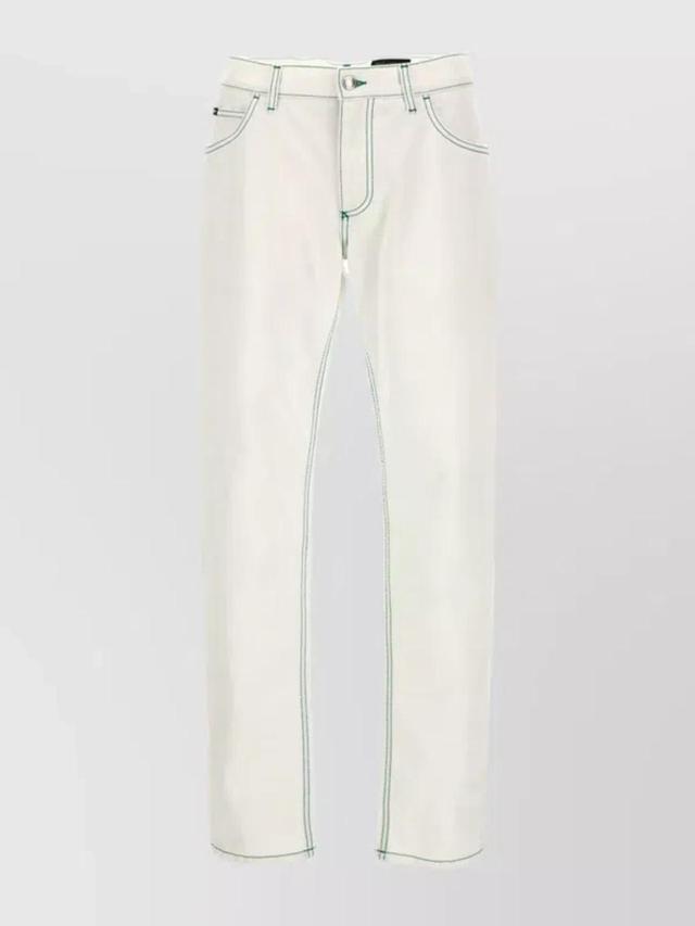 Straight-leg Jeans Contrast Stitching In White Product Image