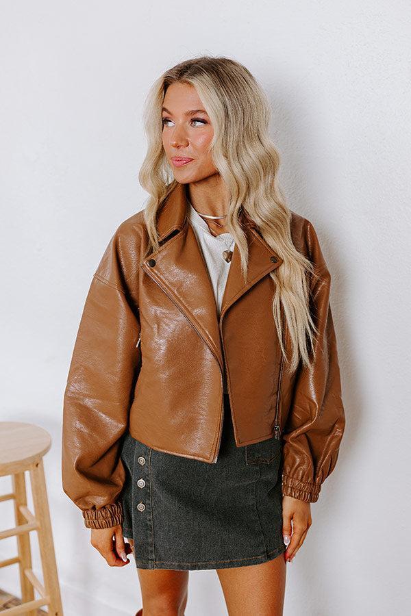 The Koty Faux Leather Jacket In Chocolate Product Image