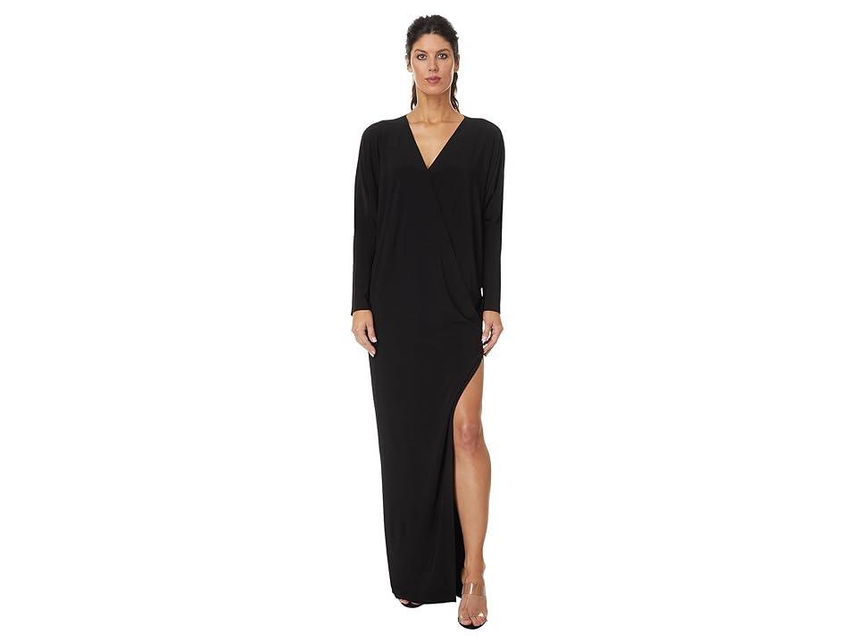 Norma Kamali Dolman Wrap Gown w/ Side Slit Women's Dress Product Image