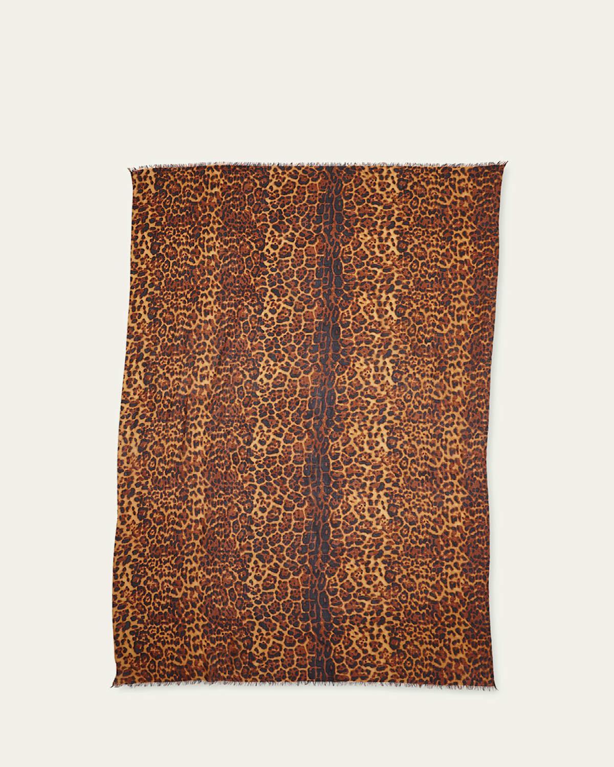 Womens Leopard Cashmere Scarf Product Image