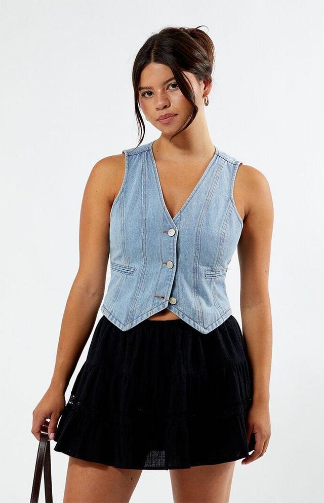 Women's Cropped Denim Vest Product Image