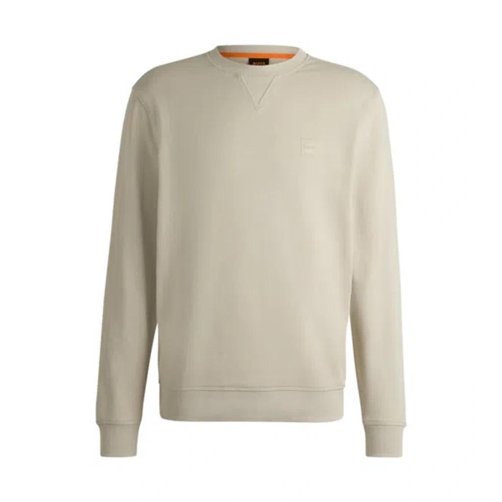 Cotton-terry Relaxed-fit Sweatshirt With Logo Patch In Beige Product Image