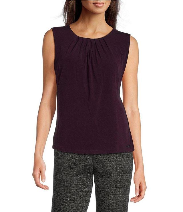 Calvin Klein Sleeveless Pleat Neck Tank Product Image