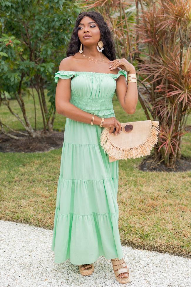 Living A Dream Green Woven Maxi Dress Product Image