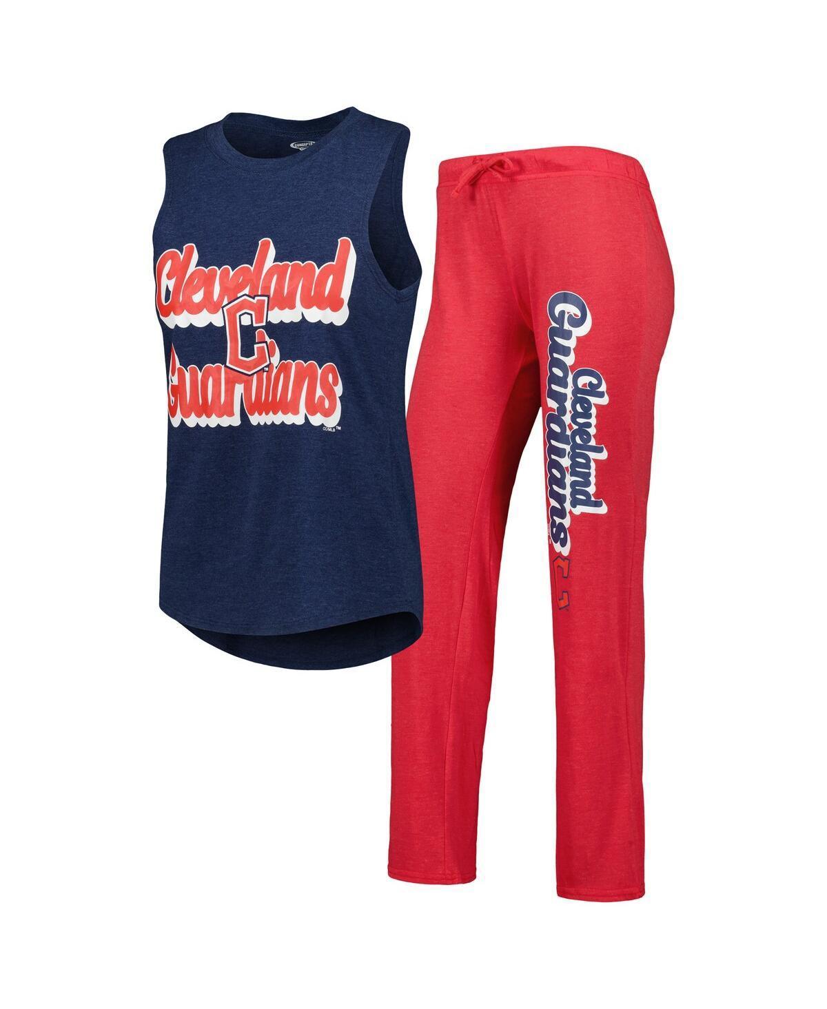 Womens Concepts Sport /Navy Cleveland Guardians Wordmark Meter Muscle Tank Top & Pants Sleep Set Product Image