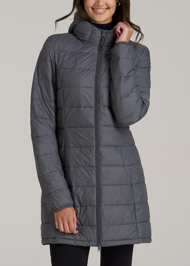 Packable Puffer Jacket for Tall Women in Charcoal Space Dye Female Product Image