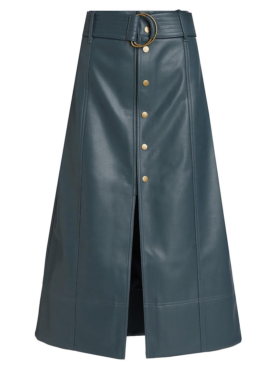 Womens Chelsea Belted Button-Front A-Line Skirt Product Image