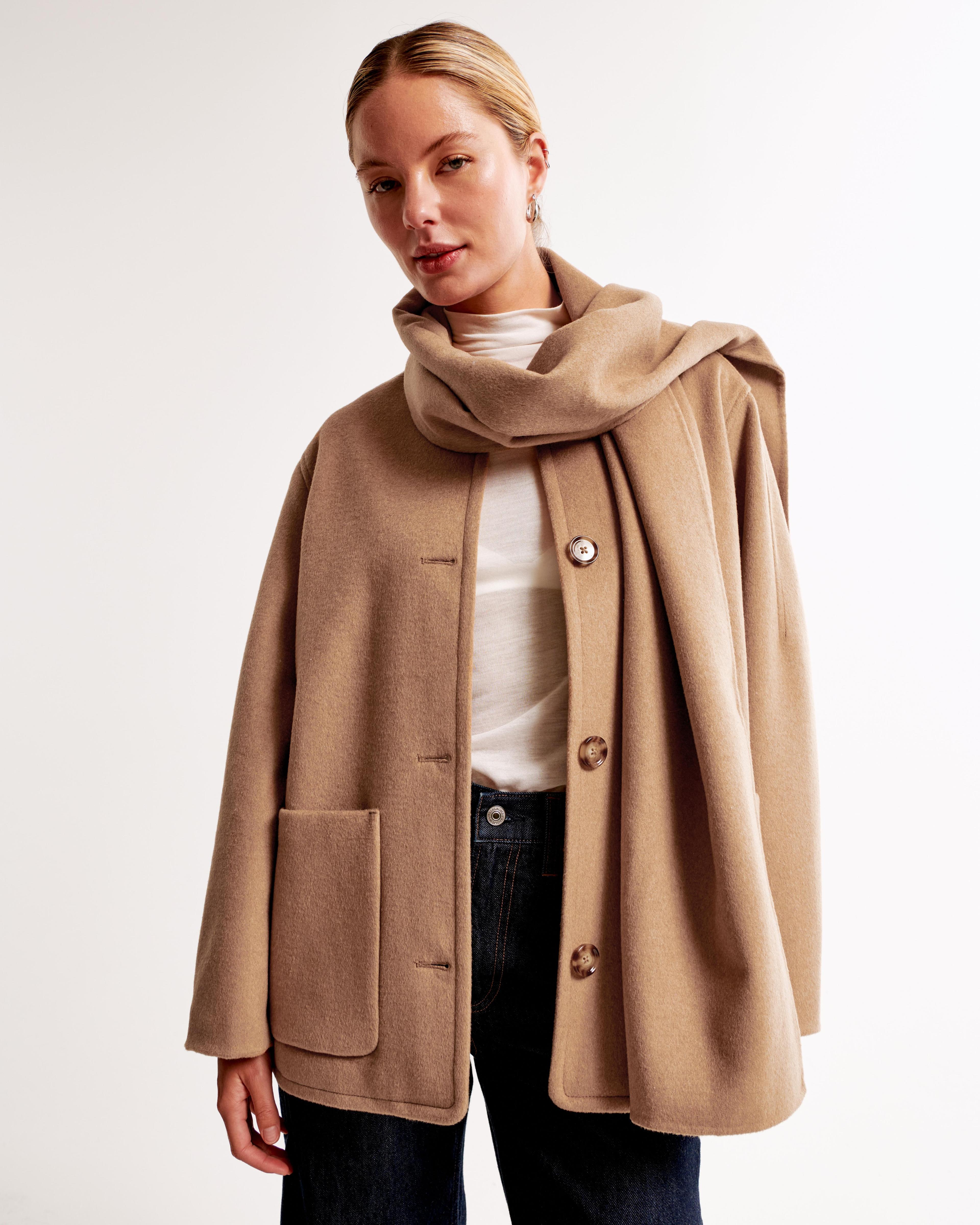 Removable Scarf Wool-Blend Coat product image