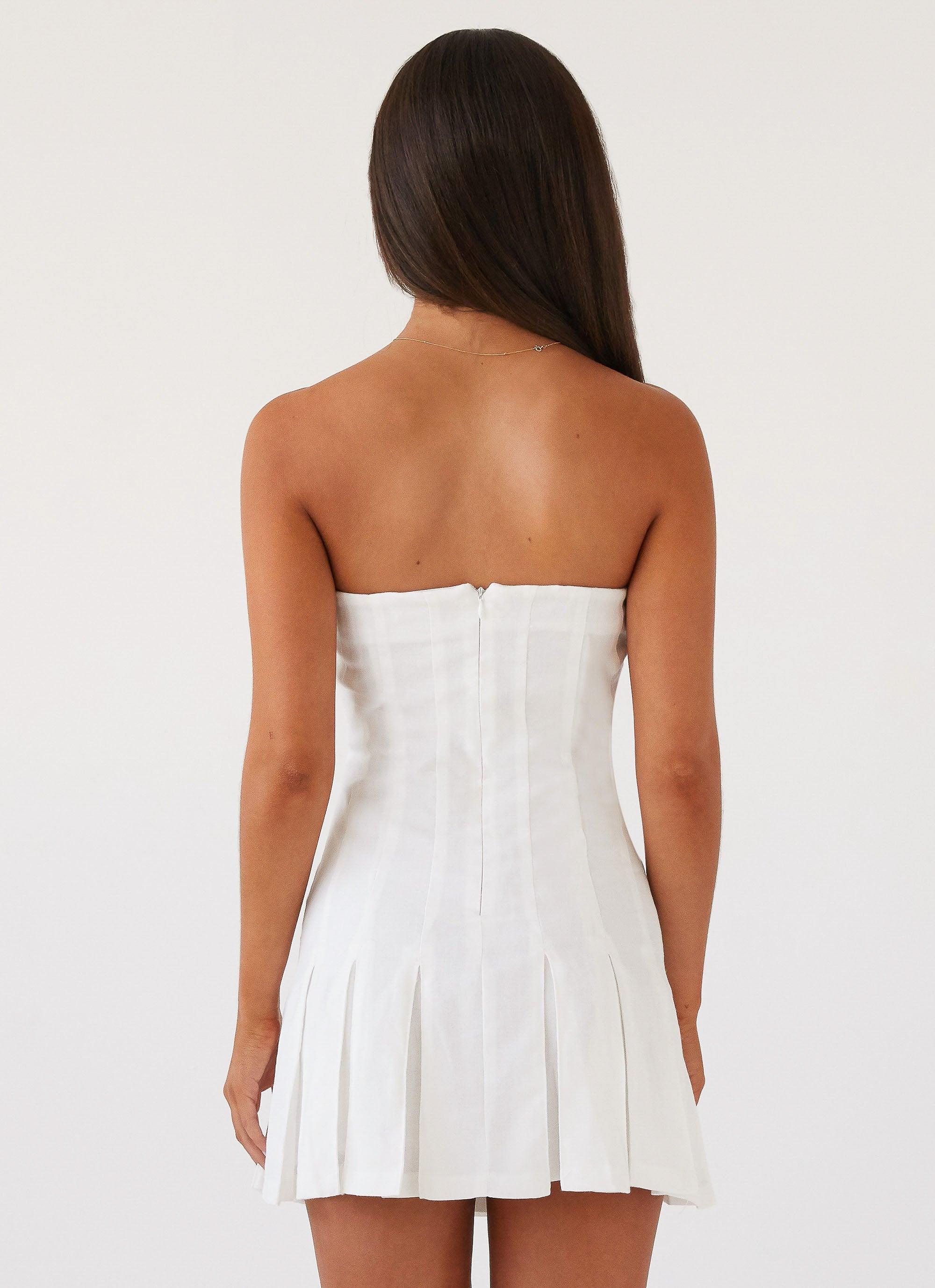 Saving Hearts Linen Mini Dress - White Product Image