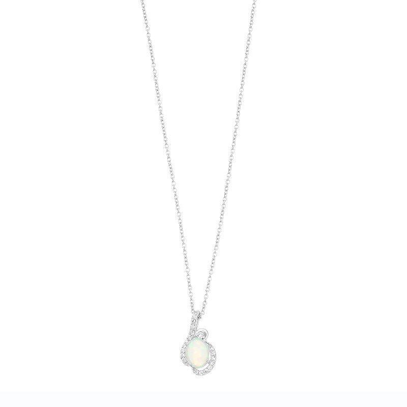 Sophie Miller Sterling Silver Cubic Zirconia Lab-Created Opal Pendant Necklace, Womens Silvertone Product Image